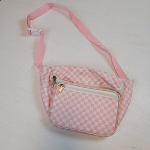 Pink Checkered Waist Bag - Stylish Everyday Fanny Pack